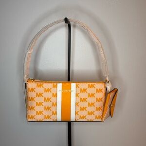 Michael Kors Orange and Cream MK Shoulder Bag